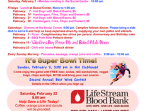 Cathedral Palms February Activity Schedule